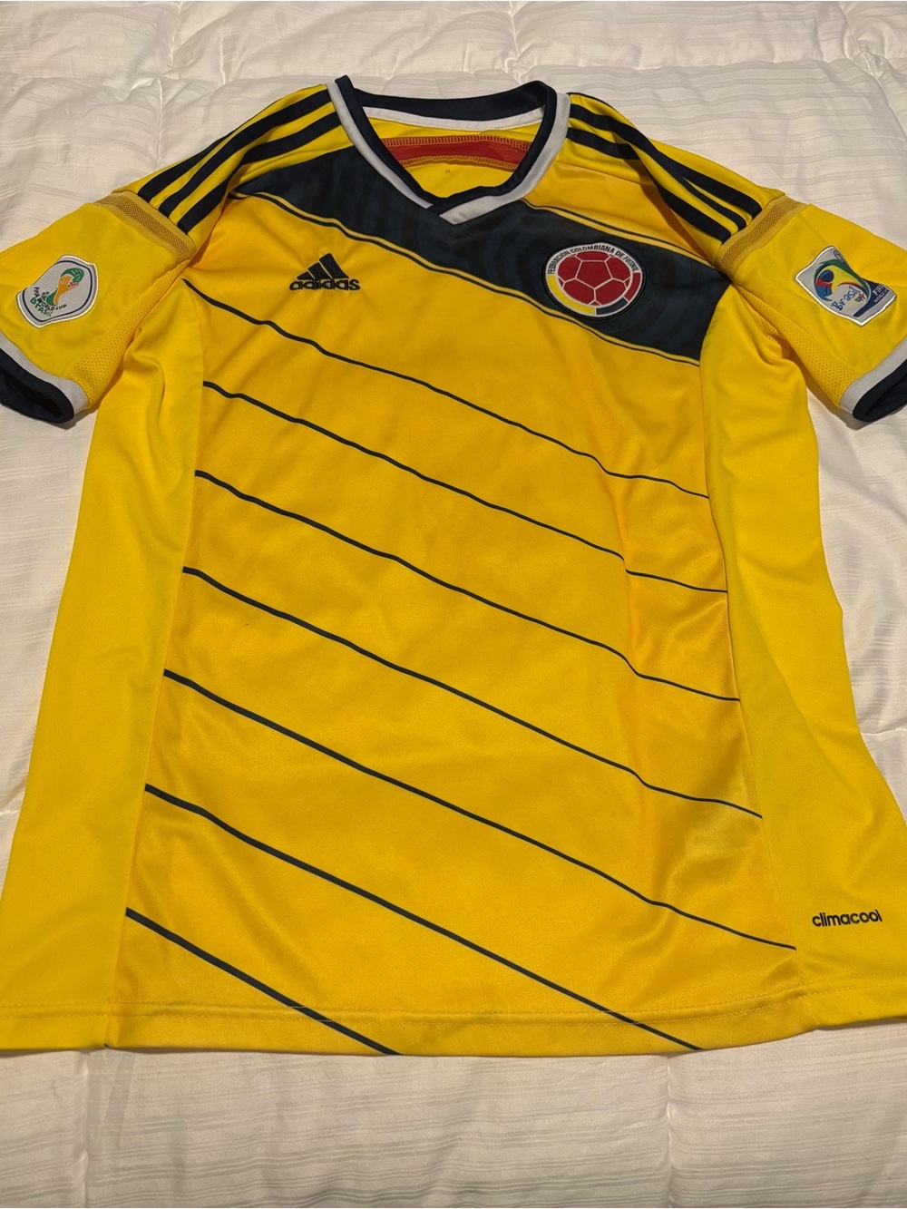 Colombia 2014 World Cup Brazil Home Adidas Soccer Jersey Size Small